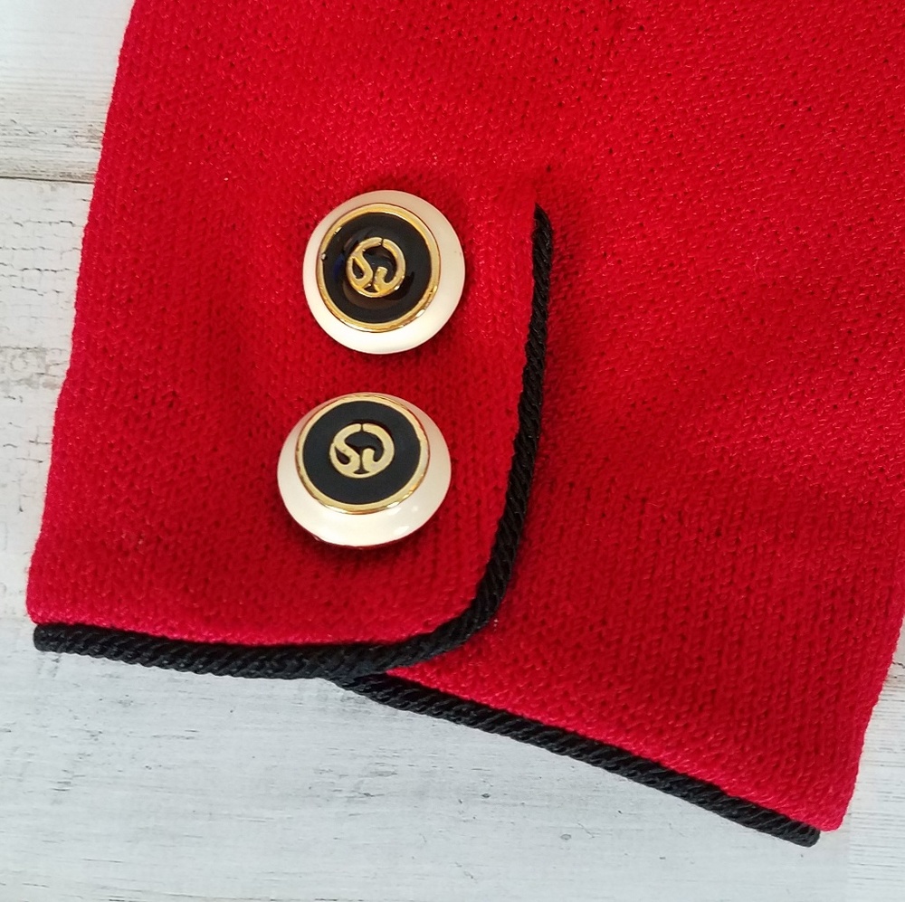 St. John Collection Red knit blazer jacket, sz 6 - Picture 6 of 8